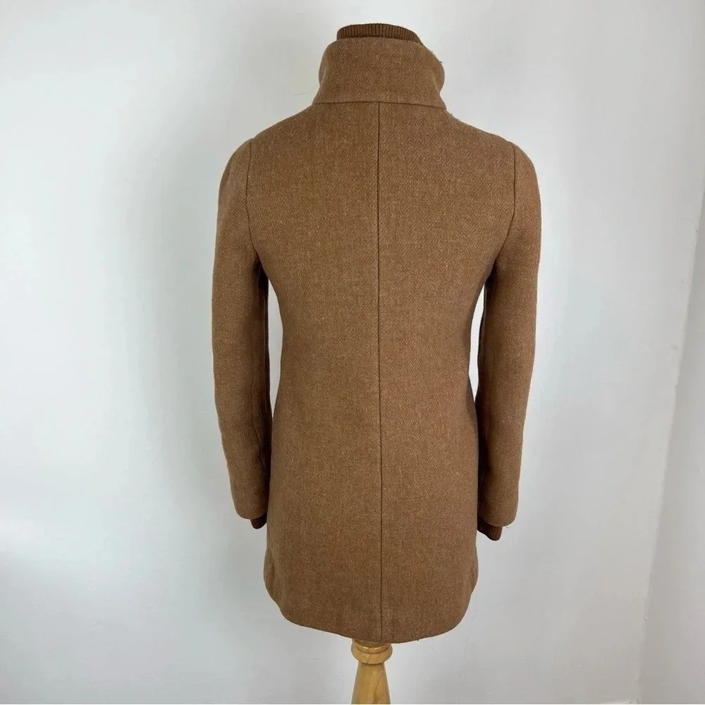 J. Crew Lodge Italian Wool Stadium Pea Coat Size 00 Tan Brown Camel b50 - Picture 8 of 11